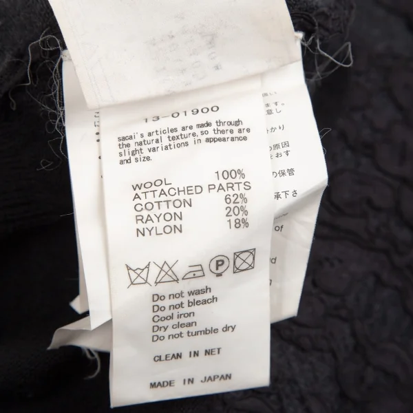 サカイsacai レースレイヤード切替ニットワンピース 黒1 K-111963_019