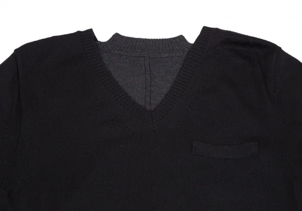 サカイsacai レースレイヤード切替ニットワンピース 黒1 K-111963_003