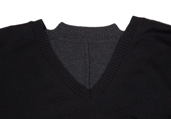 サカイsacai レースレイヤード切替ニットワンピース 黒1 K-111963_004