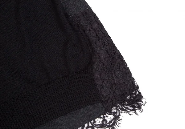 サカイsacai レースレイヤード切替ニットワンピース 黒1 K-111963_009