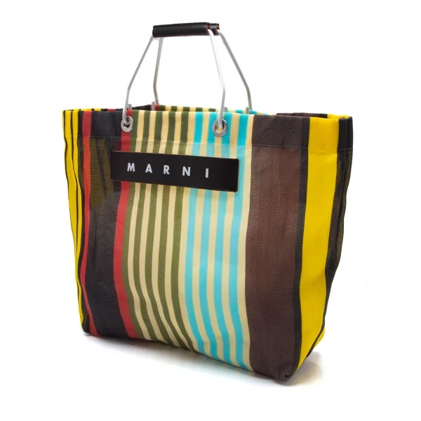 マルニMARNI ストライプメッシュトートバッグ マルチ K-111968_002