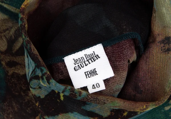 ジャンポールゴルチエ ファムJean Paul GAULTIER FEMME グラフィックプリントパワーネットタートルネックタンクトップ マルチ40 K-111989_019