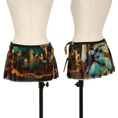 ジャンポールゴルチエ ファムJean Paul GAULTIER FEMME グラフィックプリントパワーネットラップスカート マルチ