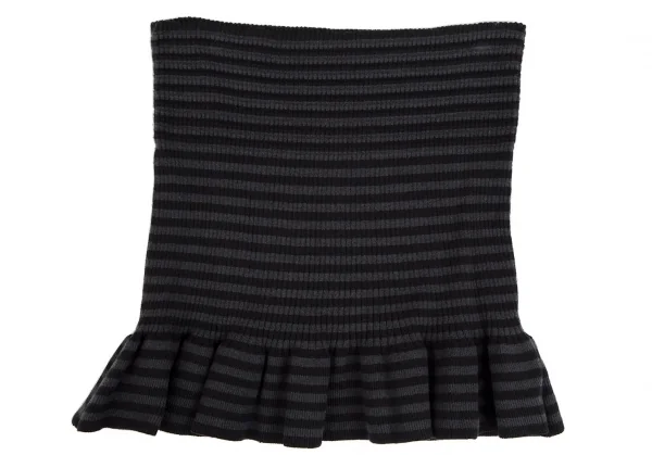 ワイズフォーリビングY's for living 裾フリルボーダーリブニットベアトップ 黒チャコールF K-112003_002