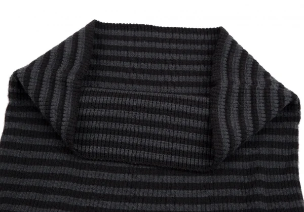 ワイズフォーリビングY's for living 裾フリルボーダーリブニットベアトップ 黒チャコールF K-112003_003