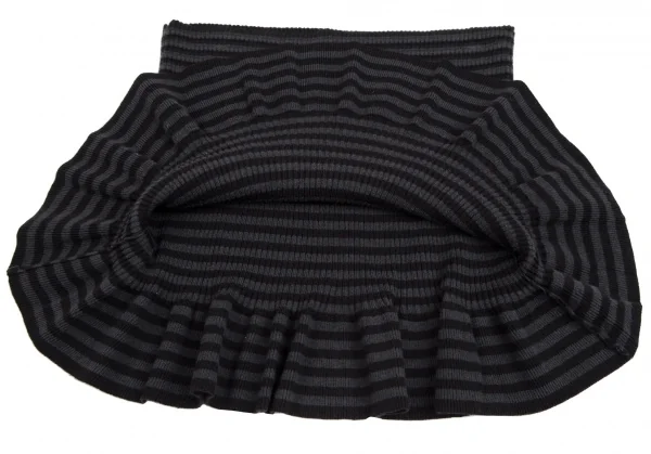 ワイズフォーリビングY's for living 裾フリルボーダーリブニットベアトップ 黒チャコールF K-112003_005