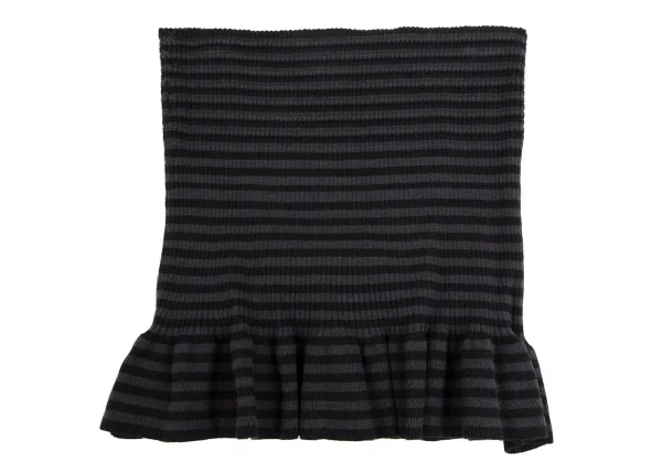 ワイズフォーリビングY's for living 裾フリルボーダーリブニットベアトップ 黒チャコールF K-112003_006