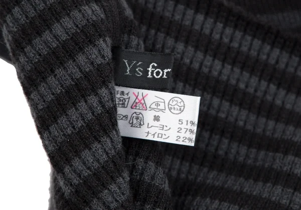 ワイズフォーリビングY's for living 裾フリルボーダーリブニットベアトップ 黒チャコールF K-112003_008