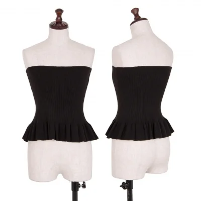 ワイズフォーリビングY's for living 裾フリルリブニットベアトップ 黒