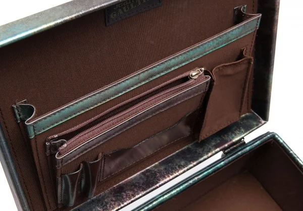 ジャンポールゴルチエJean Paul GAULTIER Vサイバーミニトランクバッグ 玉虫カーキ K-112009_013