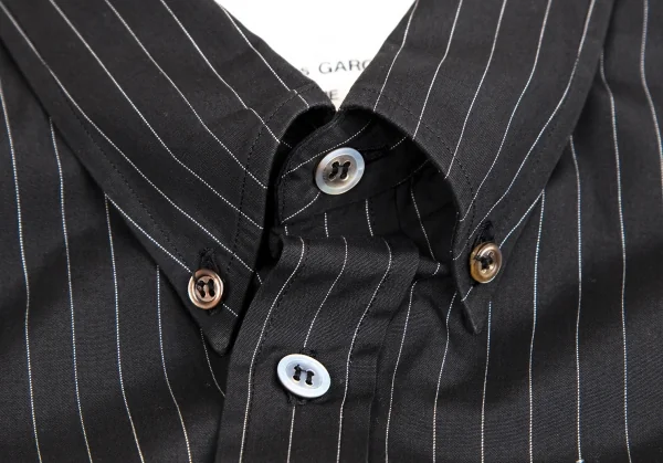 コムデギャルソン オムプリュスCOMME des GARCONS HOMME コットンストライプ変形ロングシャツ 黒M位 K-112025_003