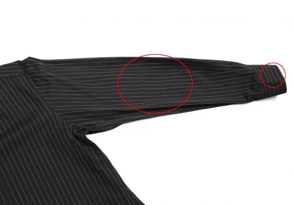 コムデギャルソン オムプリュスCOMME des GARCONS HOMME コットンストライプ変形ロングシャツ 黒M位 K-112025_005