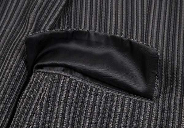 コムデギャルソン オムプリュスCOMME des GARCONS HOMME PLUS ポリストライプ織りステッチデザイン3Bジャケット グレーM K-112028_010