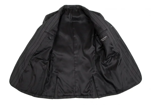 コムデギャルソン オムプリュスCOMME des GARCONS HOMME PLUS ポリストライプ織りステッチデザイン3Bジャケット グレーM K-112028_011