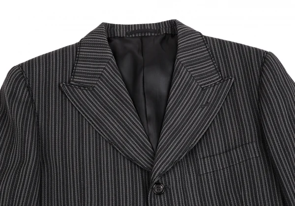 コムデギャルソン オムプリュスCOMME des GARCONS HOMME PLUS ポリストライプ織りステッチデザイン3Bジャケット グレーM K-112028_002