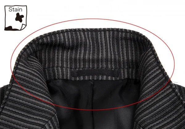 コムデギャルソン オムプリュスCOMME des GARCONS HOMME PLUS ポリストライプ織りステッチデザイン3Bジャケット グレーM K-112028_003