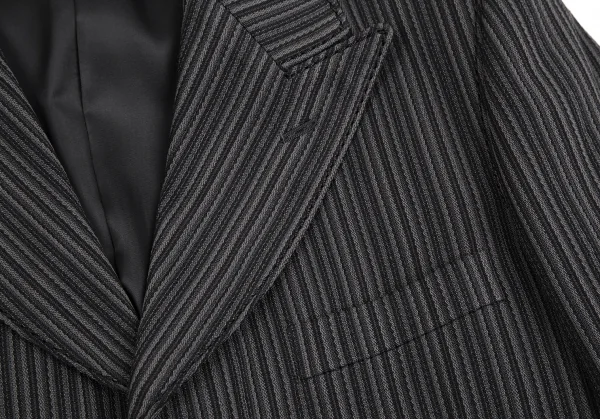 コムデギャルソン オムプリュスCOMME des GARCONS HOMME PLUS ポリストライプ織りステッチデザイン3Bジャケット グレーM K-112028_004