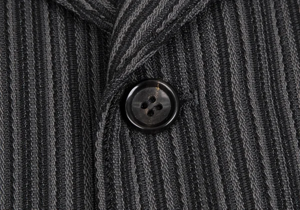 コムデギャルソン オムプリュスCOMME des GARCONS HOMME PLUS ポリストライプ織りステッチデザイン3Bジャケット グレーM K-112028_006