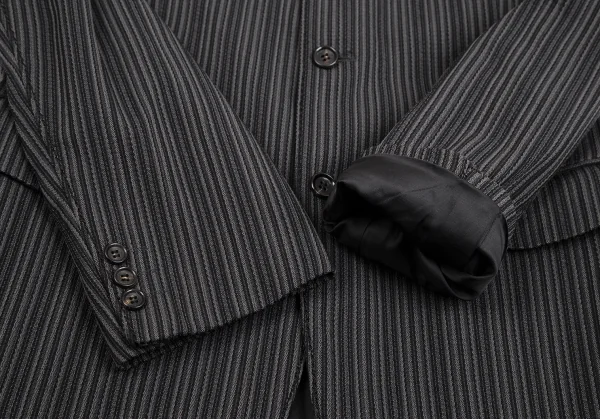 コムデギャルソン オムプリュスCOMME des GARCONS HOMME PLUS ポリストライプ織りステッチデザイン3Bジャケット グレーM K-112028_008