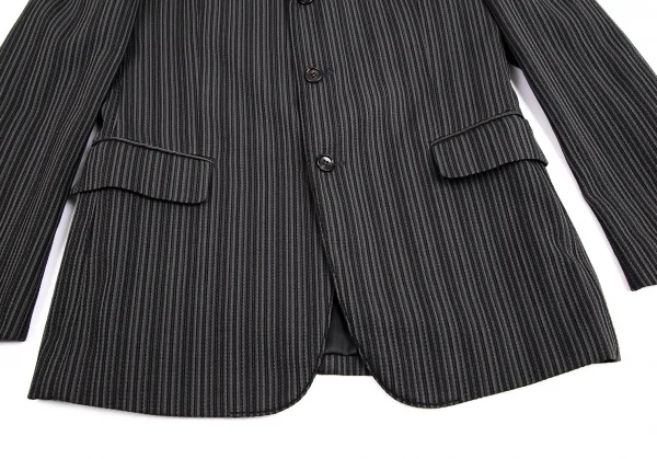 コムデギャルソン オムプリュスCOMME des GARCONS HOMME PLUS ポリストライプ織りステッチデザイン3Bジャケット グレーM K-112028_009