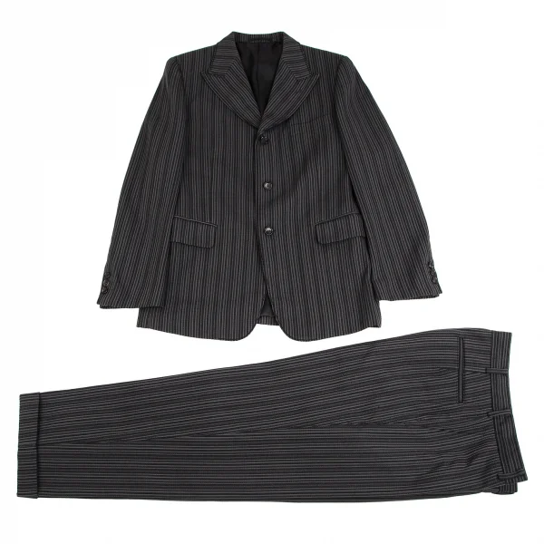 コムデギャルソン オムプリュスCOMME des GARCONS HOMME PLUS ポリストライプ織りステッチデザインテーパードパンツ グレーM K-112029_014