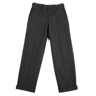 コムデギャルソン オムプリュスCOMME des GARCONS HOMME PLUS ポリストライプ織りステッチデザインテーパードパンツ グレー