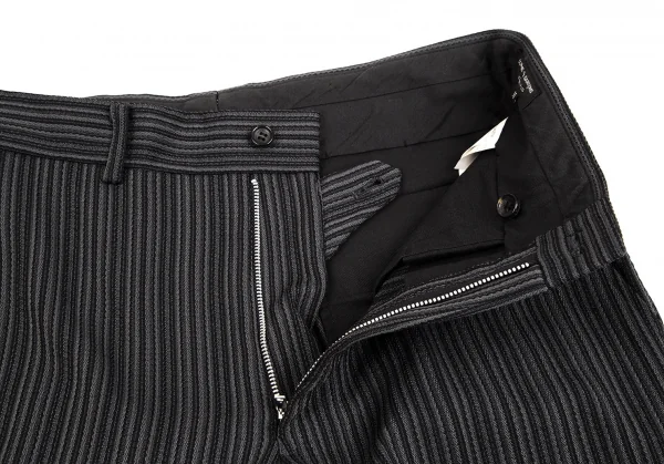 コムデギャルソン オムプリュスCOMME des GARCONS HOMME PLUS ポリストライプ織りステッチデザインテーパードパンツ グレーM K-112029_004