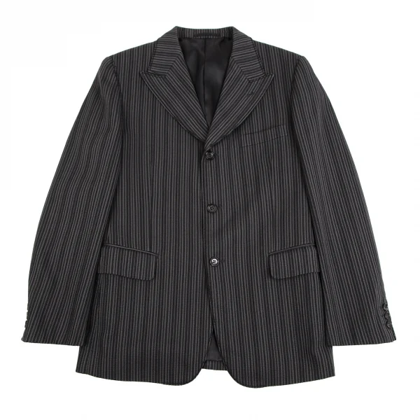 コムデギャルソン オムプリュスCOMME des GARCONS HOMME PLUS ポリストライプ織りステッチデザインセットアップ グレーM K-112030_002