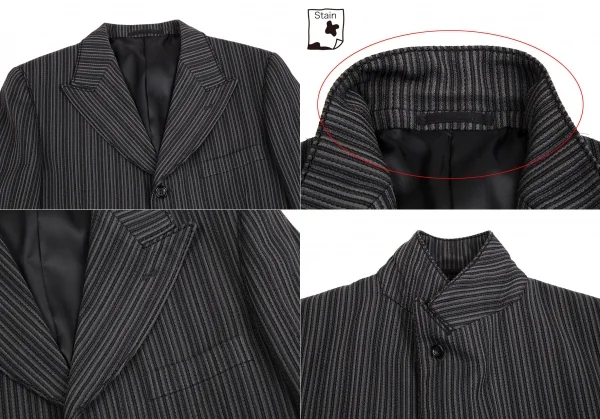 コムデギャルソン オムプリュスCOMME des GARCONS HOMME PLUS ポリストライプ織りステッチデザインセットアップ グレーM K-112030_003