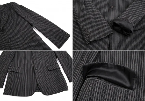 コムデギャルソン オムプリュスCOMME des GARCONS HOMME PLUS ポリストライプ織りステッチデザインセットアップ グレーM K-112030_005