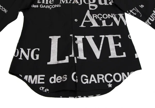 コムデギャルソンCOMME des GARCONSグリッターレタリングプリントシャツ 黒シルバーM K-112039_010