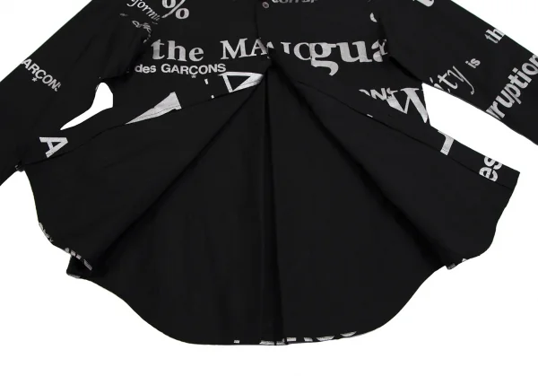 コムデギャルソンCOMME des GARCONSグリッターレタリングプリントシャツ 黒シルバーM K-112039_012