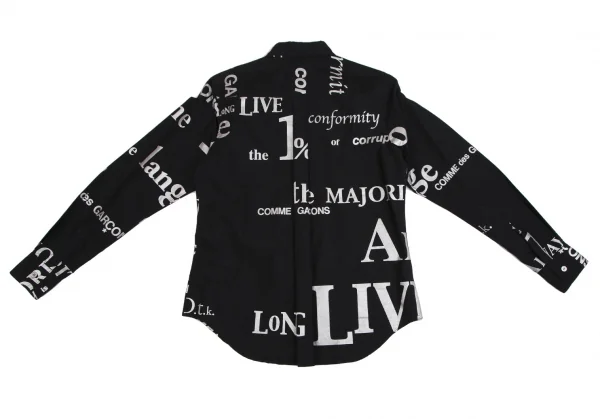 コムデギャルソンCOMME des GARCONSグリッターレタリングプリントシャツ 黒シルバーM K-112039_013