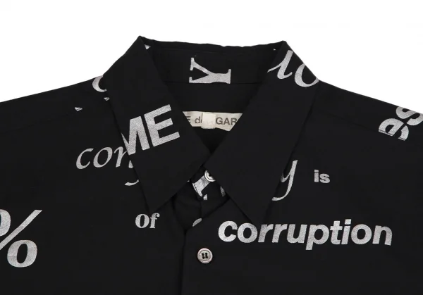 コムデギャルソンCOMME des GARCONSグリッターレタリングプリントシャツ 黒シルバーM K-112039_003