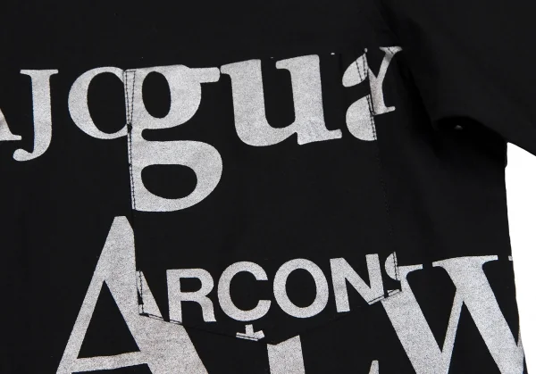 コムデギャルソンCOMME des GARCONSグリッターレタリングプリントシャツ 黒シルバーM K-112039_006