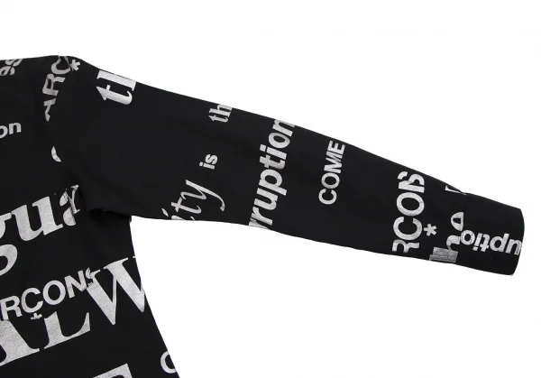 コムデギャルソンCOMME des GARCONSグリッターレタリングプリントシャツ 黒シルバーM K-112039_007