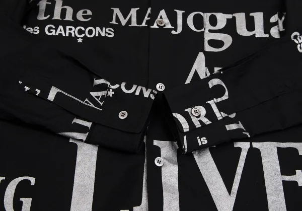 コムデギャルソンCOMME des GARCONSグリッターレタリングプリントシャツ 黒シルバーM K-112039_008