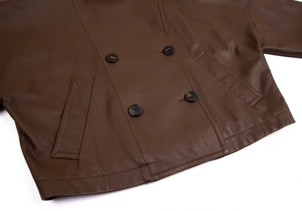 マックスマーラMax Mara WEEKEND ラムレザーワイドシルエットピーコート 茶42 K-112051_010