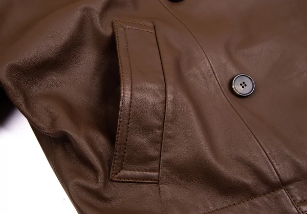 マックスマーラMax Mara WEEKEND ラムレザーワイドシルエットピーコート 茶42 K-112051_011