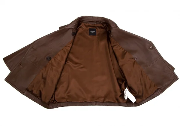 マックスマーラMax Mara WEEKEND ラムレザーワイドシルエットピーコート 茶42 K-112051_012