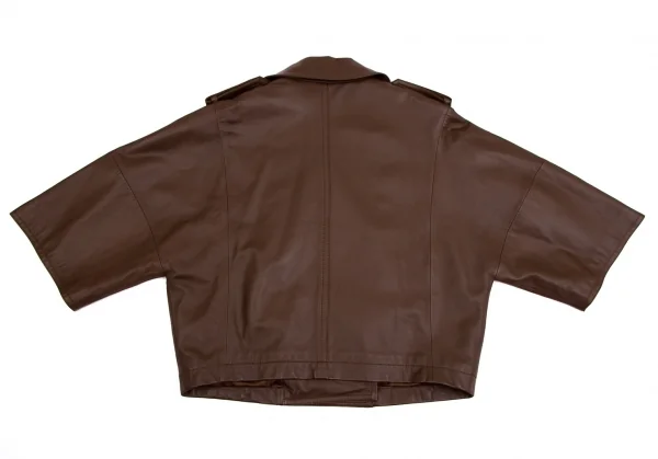 マックスマーラMax Mara WEEKEND ラムレザーワイドシルエットピーコート 茶42 K-112051_013