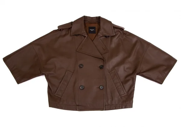 マックスマーラMax Mara WEEKEND ラムレザーワイドシルエットピーコート 茶42 K-112051_002