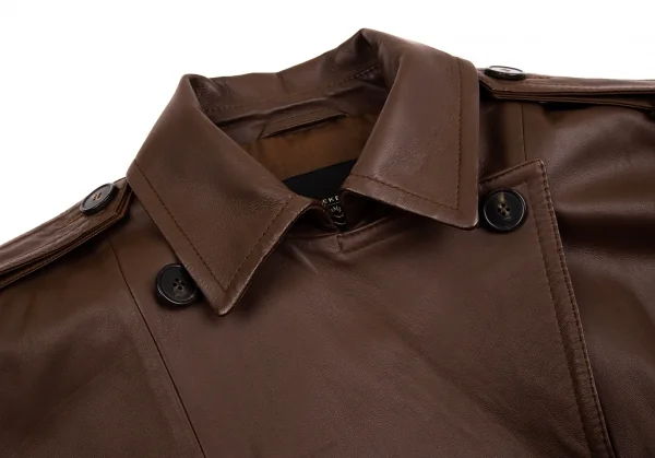 マックスマーラMax Mara WEEKEND ラムレザーワイドシルエットピーコート 茶42 K-112051_005