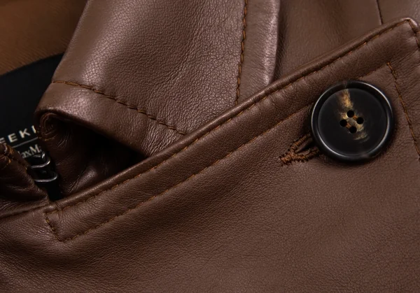 マックスマーラMax Mara WEEKEND ラムレザーワイドシルエットピーコート 茶42 K-112051_006