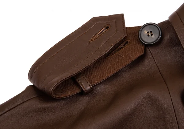 マックスマーラMax Mara WEEKEND ラムレザーワイドシルエットピーコート 茶42 K-112051_007