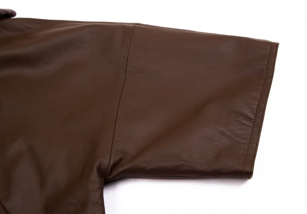 マックスマーラMax Mara WEEKEND ラムレザーワイドシルエットピーコート 茶42 K-112051_008