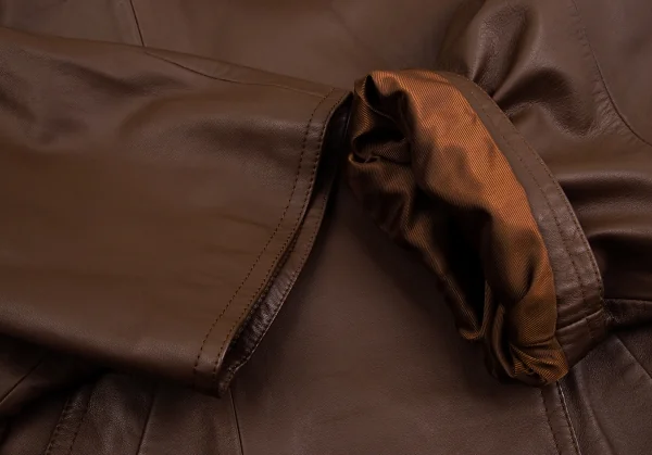 マックスマーラMax Mara WEEKEND ラムレザーワイドシルエットピーコート 茶42 K-112051_009