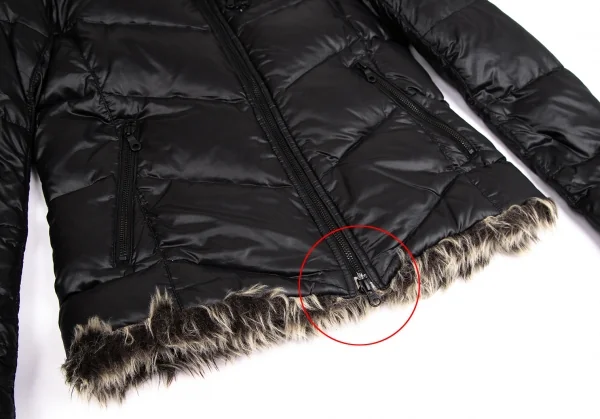 ニコルクラブフォーメンNICOLE CLUB FOR MEN ファイクファーシャイニーバイカーダウンジャケット 黒48 K-112057_010