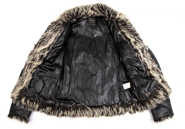 ニコルクラブフォーメンNICOLE CLUB FOR MEN ファイクファーシャイニーバイカーダウンジャケット 黒48 K-112057_014