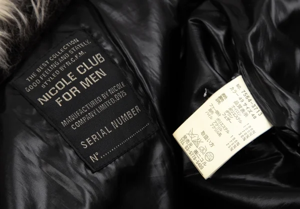 ニコルクラブフォーメンNICOLE CLUB FOR MEN ファイクファーシャイニーバイカーダウンジャケット 黒48 K-112057_017